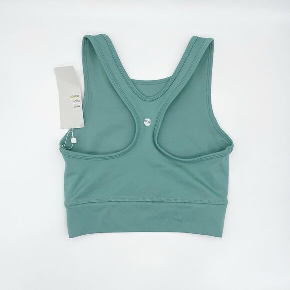 Z By Zella Sports Bra XS Green Crossband Racerback Longline Crop Top Stretch - Picture 4 of 5